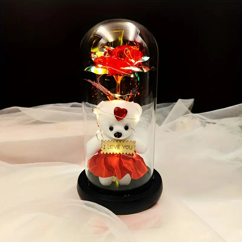 Charmant Ours en Peluche avec Veilleuse LED Rose