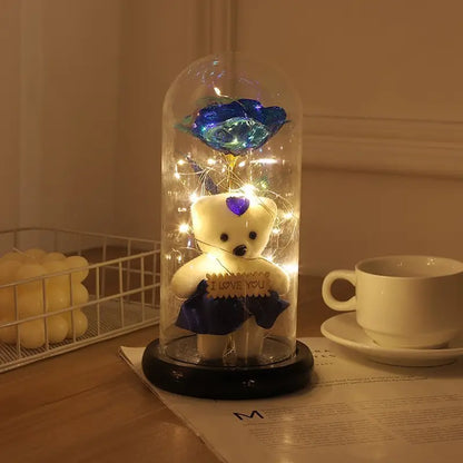 Charmant Ours en Peluche avec Veilleuse LED Rose