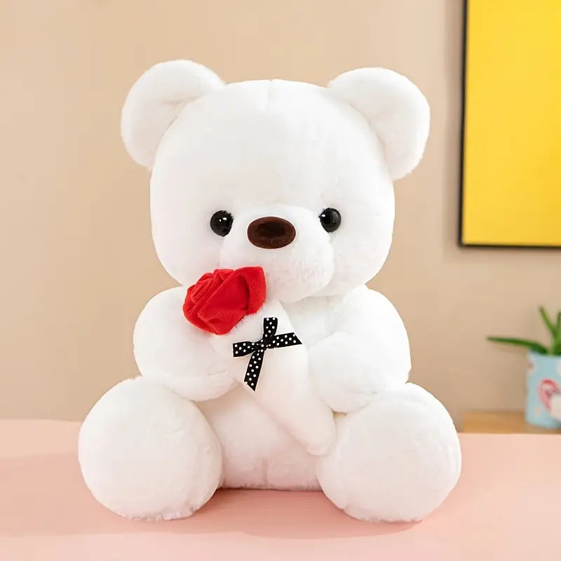 Un adorable ours en peluche avec une rose