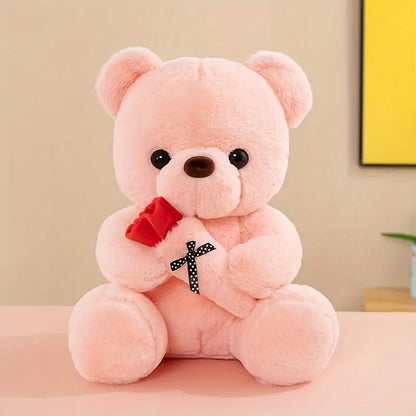 Un adorable ours en peluche avec une rose