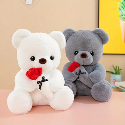 Un adorable ours en peluche avec une rose