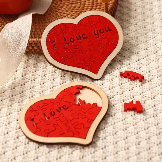 Puzzle en forme de cœur "I Love You"