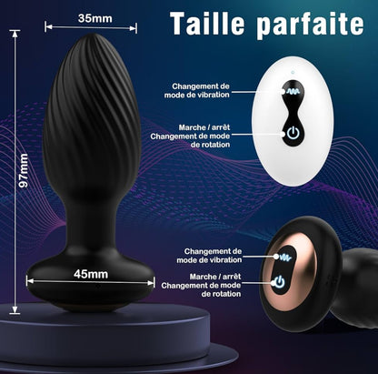 CONTITOP Plug Anal Vibromasseurs Sextoyse Sex avec 7 Modes de Rotation et de Vibration