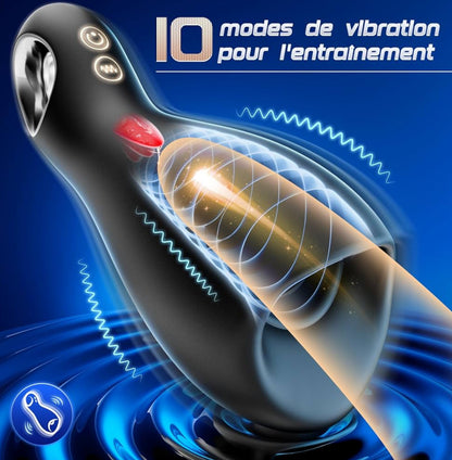 SOULOUR Masturbateurs Masculins Sex Toys, Automatique - 10 Modes de Vibration, Enveloppe à 360°