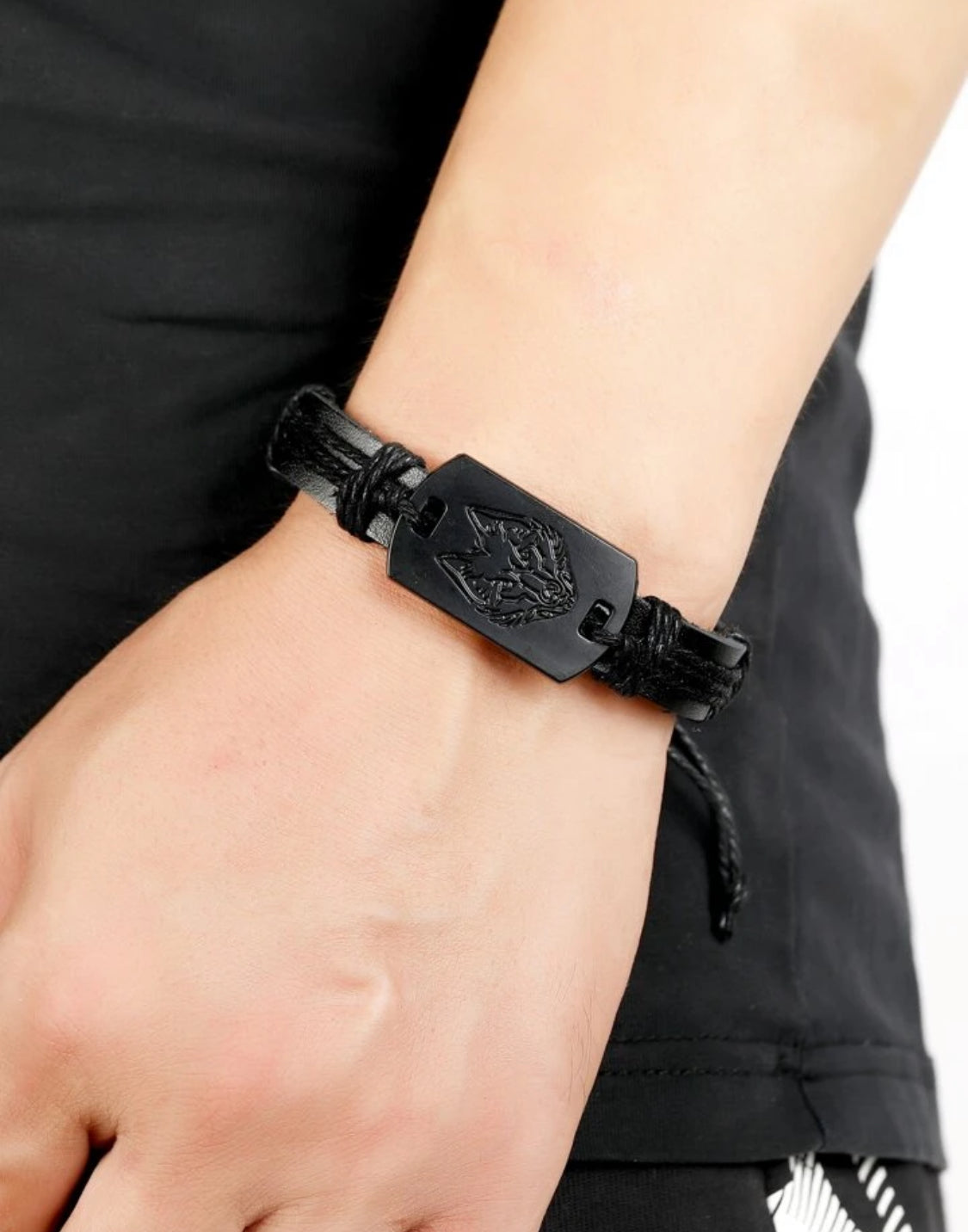 Bracelet en PU Pour Bijou Cadeau À La Mode Et Populaire Homme Loup Tête Motif