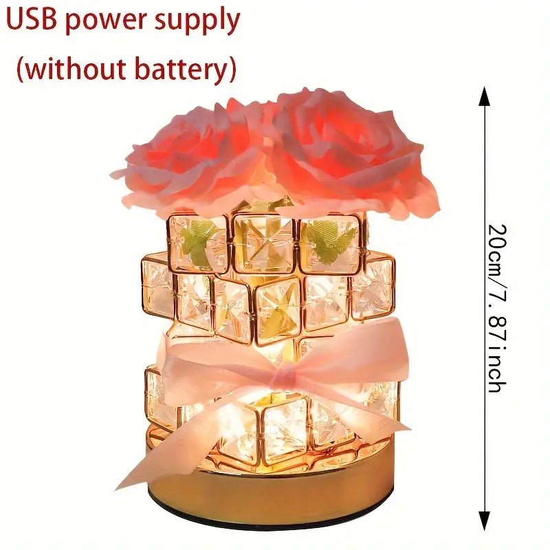 Veilleuse LED Artistique avec Rose Élégante