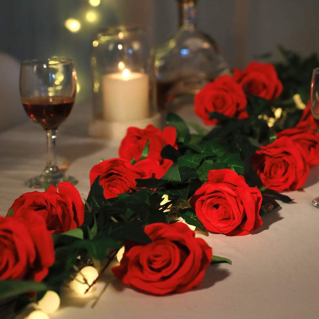 Lot de 10 roses artificielles en soie avec tige réaliste et longue tige pour la Saint-Valentin, bouquet de roses artificielles