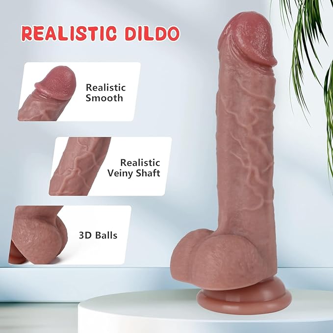 Gode Sex Toys Gode en silicone réaliste de 7,8 pouces, matériau de sécurité pour la stimulation clitoridienne, vaginale et anale avec ventouses puissantes