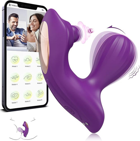 Vibromasseur clitoridien portable contrôlable via application | Jouet pour adultes pour femmes | Vibromasseur de culotte avec 9 modes de vibrations et de tapotement