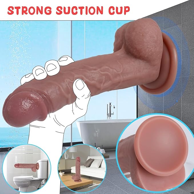 Gode Sex Toys Gode en silicone réaliste de 7,8 pouces, matériau de sécurité pour la stimulation clitoridienne, vaginale et anale avec ventouses puissantes