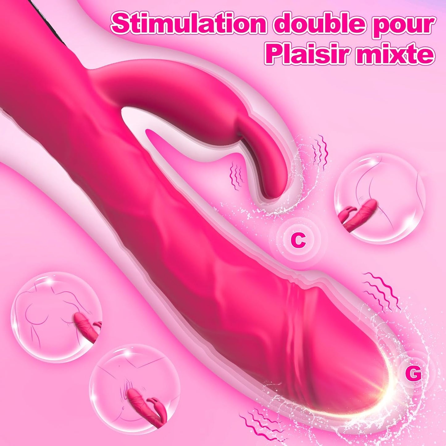 Vibromasseur féminin clitoridien avec 9 modes de vibration, écran LED et fonction de stimulation du point G, rechargeable pour une expérience personnalisée et pratique