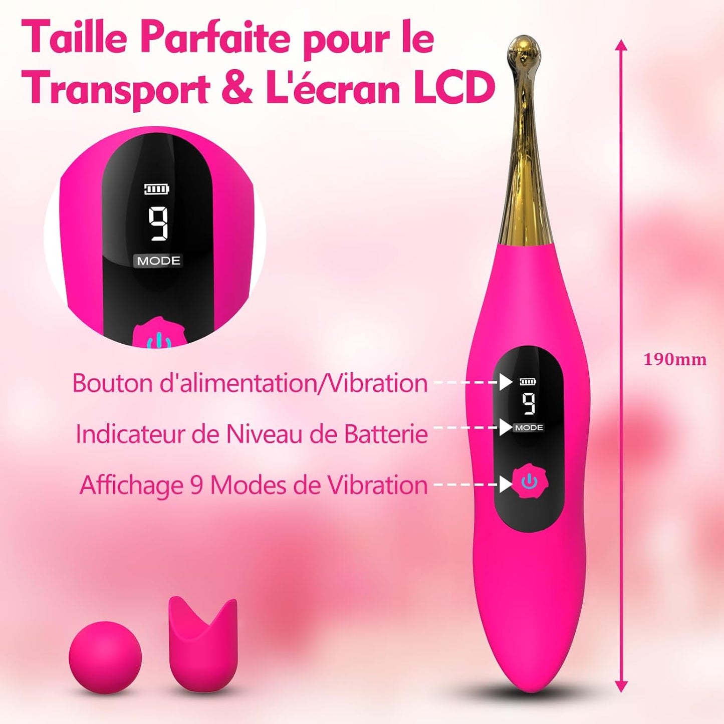 Vibromasseur féminin clitoridien innovant avec 9 modes de vibration pour des sensations variées et personnalisées - Doté d'un écran LED intuitif