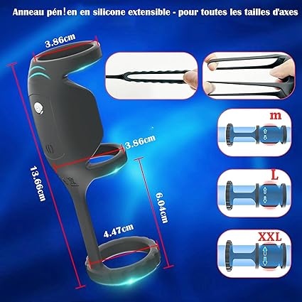 Ensemble d'anneaux péniens conçus pour un plaisir accru, doté de 10 modes de vibration et de 3 anneaux élastiques