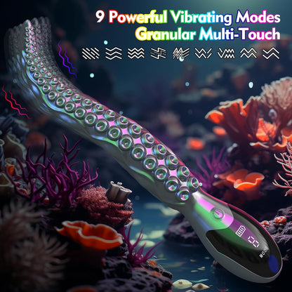 Vibromasseur clitoridien en forme de tentacules de poulpe avec écran LED, doté de 9 modes de vibration puissants et fabriqué en silicone de qualité supérieure, d'une longueur de 10,7 pouces