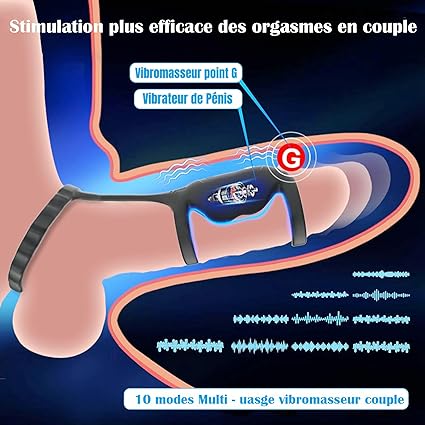 Ensemble d'anneaux péniens conçus pour un plaisir accru, doté de 10 modes de vibration et de 3 anneaux élastiques