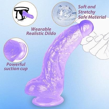 Gode réaliste en silicone doux et épais, modèle transparent de 8,3 pouces, doté d'une ventouse puissante - une stimulation réaliste et intense du point G