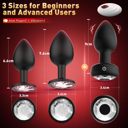 TAGNAFF Plug Anal 3 Pièces Sex Toýs - avec Vibration 10 Modes