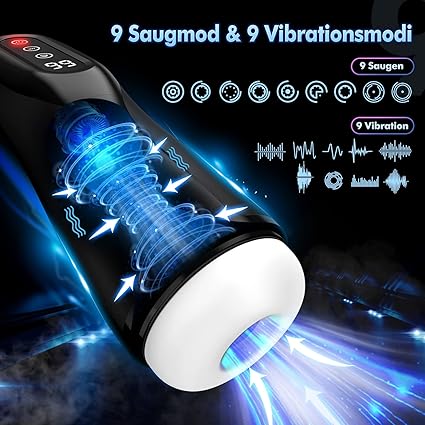 Masturbateur automatique pour hommes, conçu pour une utilisation mains libres avec 9 modes de succion et vibration pour des sensations variées