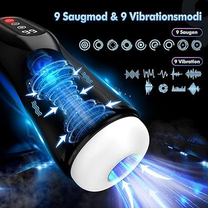 Masturbateur automatique pour hommes, conçu pour une utilisation mains libres avec 9 modes de succion et vibration pour des sensations variées