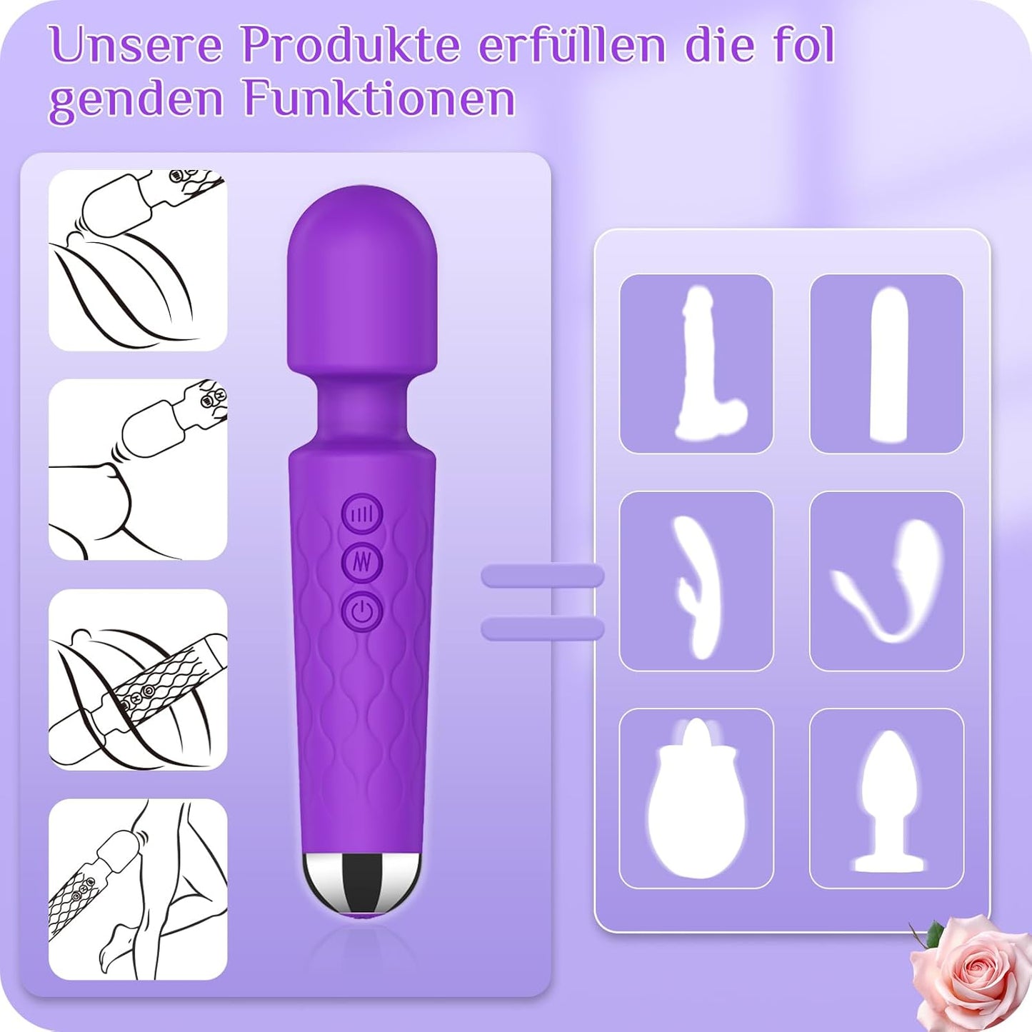 Vibromasseur clitoridien puissant, conçu pour offrir une stimulation intense avec 8 niveaux de puissance et 20 modes de vibration.