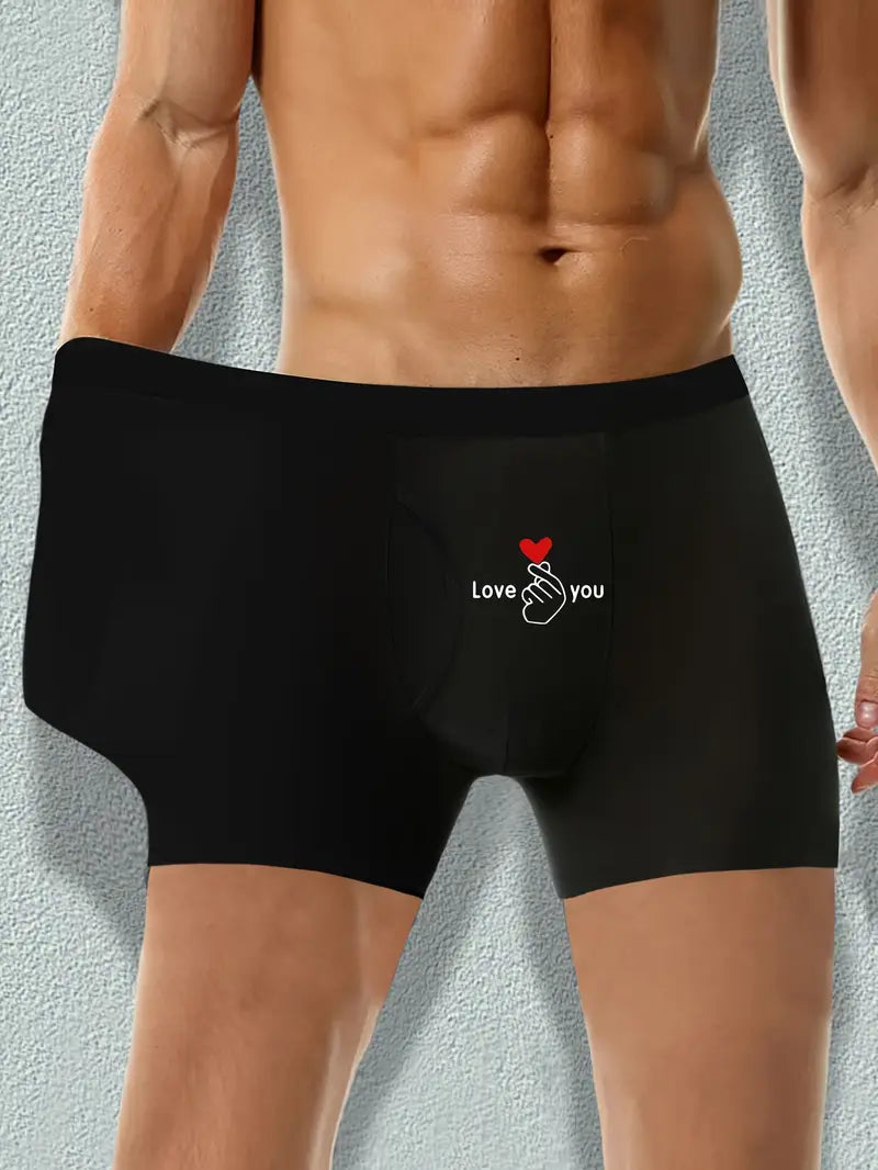 Boxers noirs pour hommes avec imprimé cœur "LOVE YOU" pour un style et un confort inégalés