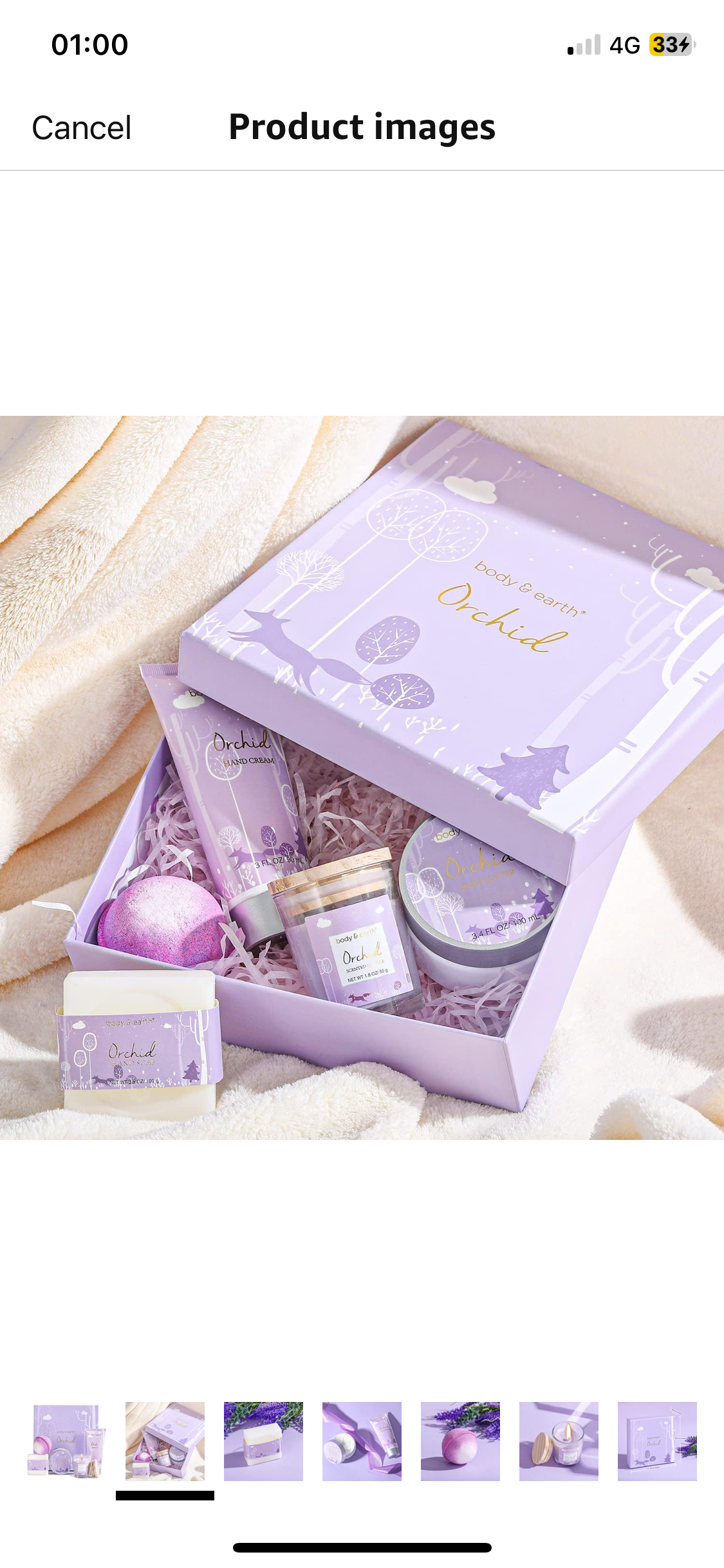 BODY & EARTH - 5Pcs Orchidée Set de Bain - Bougie Parfumée, Beurre pour le Corps, Crème Mains, Bombe de Bain, Coffret Soin Femme