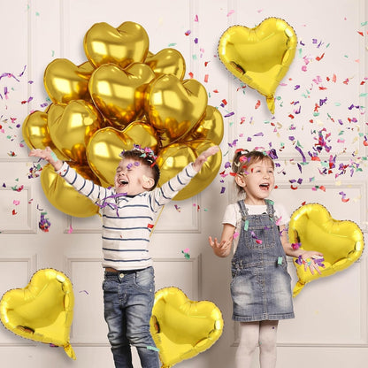 Lot de 12 ballons en mylar en forme de cœur, 45,7 cm, compatibles avec l'hélium