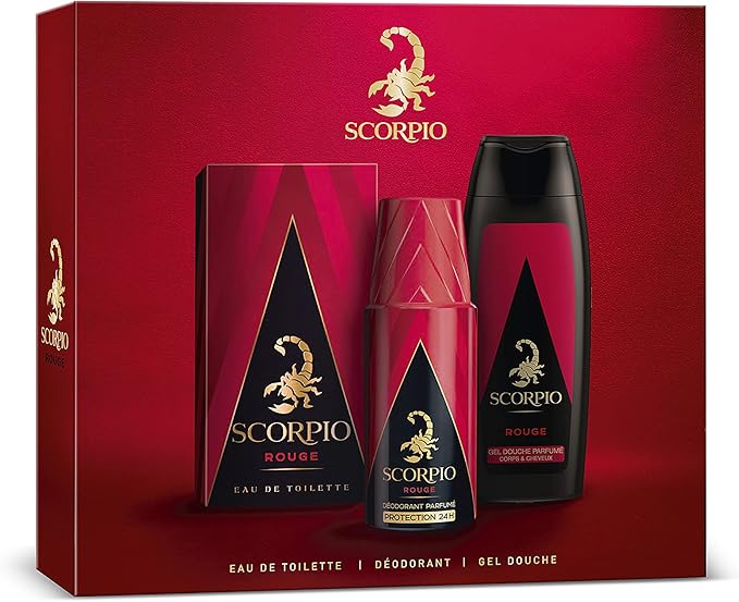 SCORPIO - Coffret rouge Eau de toilette, Gel Douche et déodorant