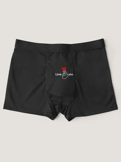 Boxers noirs pour hommes avec imprimé cœur "LOVE YOU" pour un style et un confort inégalés