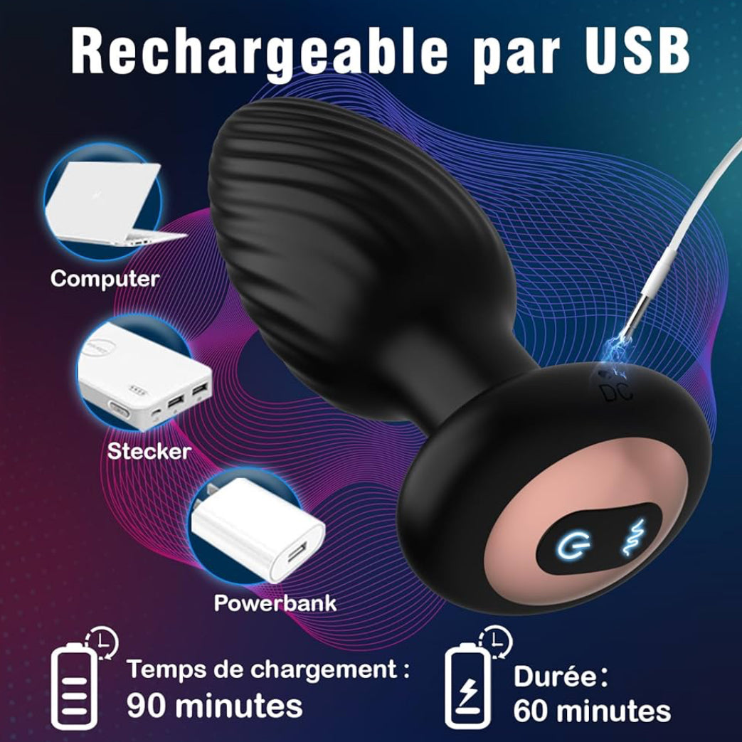 CONTITOP Plug Anal Vibromasseurs Sextoyse Sex avec 7 Modes de Rotation et de Vibration