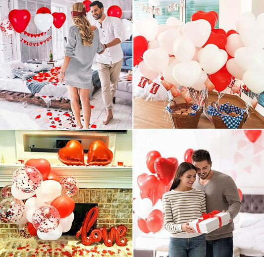 Décorations Ballons de Saint Valentin,Love Ballon Pétales de Rose Rouges Ballon Confetti