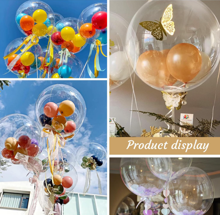 Lot de 6 Pièces Ballons Bobo, 90cm Ballon Bobo Géant Ballon Transparent a Remplir