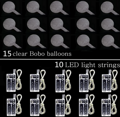 Ballons LED de 10 pièces, à hélium, transparents, 50,8 cm, 15 pièces