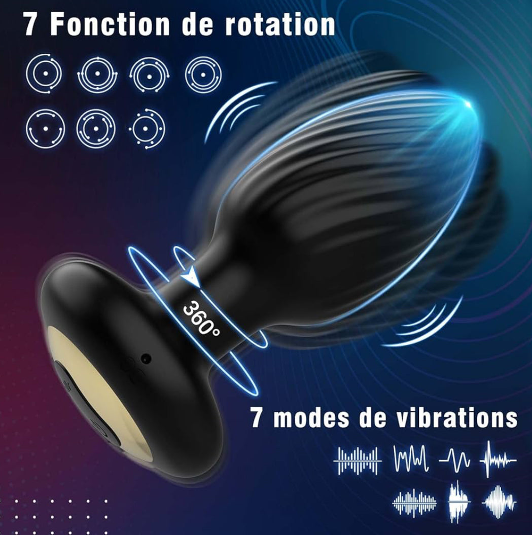 CONTITOP Plug Anal Vibromasseurs Sextoyse Sex avec 7 Modes de Rotation et de Vibration