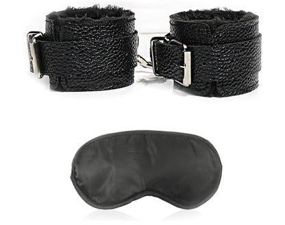 BDSMYOU Menottes Lit Sexe Peluche & Masque Pour Les Yeux,Ensemble De Bondage Set