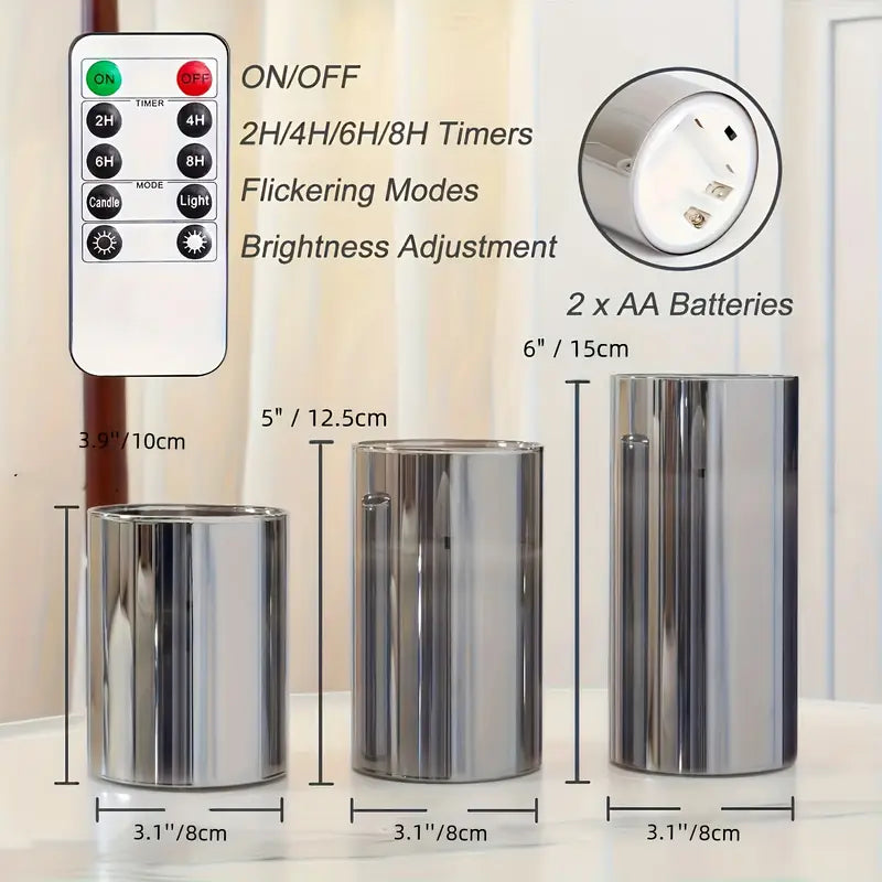 Lot 3 bougies LED sans flamme avec un effet de scintillement 3D, conçues pour une apparence réaliste